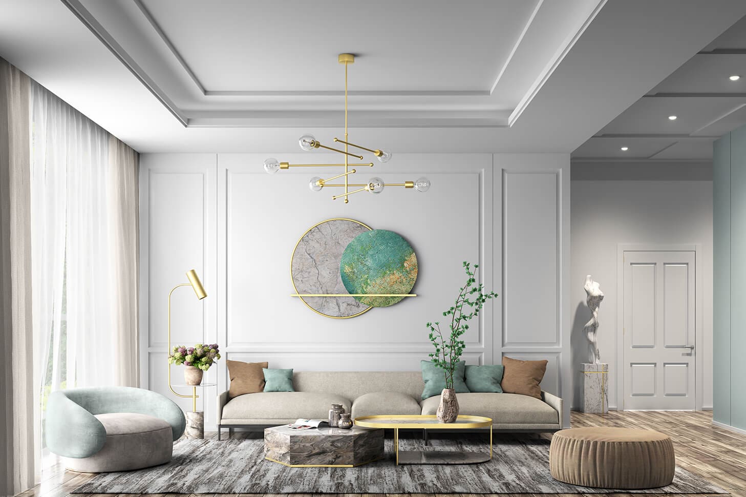 Elegant living room with modern decor.